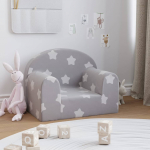 Vaiki&scaron;ka sofa, &scaron;viesiai pilka, mink&scaron;tas pliu&scaron;as, su žvaigždėmis