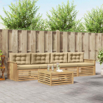 Lauko sofos komplektas 5 pcs Balta ir kreminė