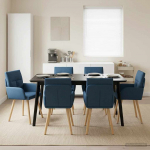 Valgomojo kėdės 6 pcs Audinys Mėlyna 60 x 56 x 96 cm