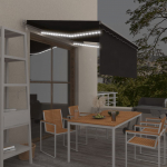 Markizė su uždanga/LED/vėjo jutikliu, antracito, 3,5x2,5m