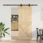 Slankios durys NARVIK Natūrali ir juoda 90 x 210 cm (213,5 cm)