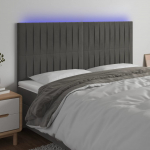 Galvūgalis su LED, tamsiai žalias, 160x5x118/128cm, aksomas