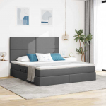 Lova su daiktų laikymo vieta ir LED Tamsiai pilka 160 x 200 cm