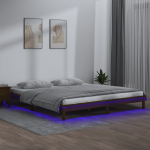Lovos rėmas su LED, medaus rudas, 160x200cm, medienos masyvas