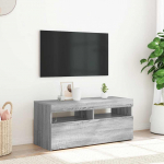 TV spintelė su LED ap&scaron;vietimu, pilka ąžuolo, 90x35x40cm