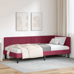 Kampinė lovos konstrukcija Vyno raudona 90 cm x 190 cm Aksomas