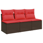Sodo sofa su pagalvėlėmis, 3 sėdimos vietos, ruda, polirotangas