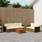 Lauko sofos komplektas 6 pcs Natūralus ir grietinėlė