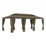 Pavėsinė su užuolaidomis, taupe, 600x298x270cm, 180g/m&sup2;