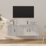 TV spintelių komplektas, 2 dalių, pilkas ąžuolo, mediena