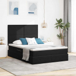 Lova su daiktų laikymo vieta ir LED Juoda 140 x 190 cm Aksomas