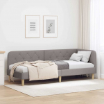 Kampinė lovos konstrukcija Taupe 80 x 200 cm audinys