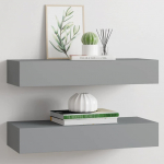 Lentynos su stalčiais, 2vnt., pilkos, 60x23,5x10cm, MDF
