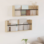 Žurnalų stovas su lentyna 2 pcs Sonoma ąžuolas 80 x 12 x 30 cm