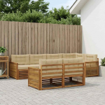 Lauko sofos komplektas su pagalve 7 pcs Natūralus ir bežinis