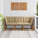 Lauko vidurinė ir kampinė sofa su pagalve 3 Vienetas Natūrali