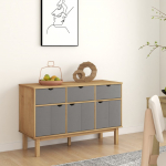 &Scaron;oninė spintelė OTTA, ruda/pilka, 114x43x73,5cm, pu&scaron;ies masyvas