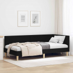 Kampinė lovos konstrukcija su galvūgalio Juoda 90 cm x 200 cm