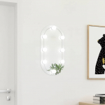 Veidrodis su LED lemputėmis, 60x30cm, stiklas, ovalo formos