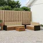 Lauko sofos komplektas 6 pcs Natūralus ir bežinis