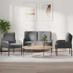 Sofų komplektai 3 pcs Tamsiai pilka 115 x 56 x 80 cm fanera