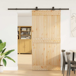 Slankios durys NARVIK Natūrali ir juoda 100 x 210 cm (213,5 cm)