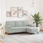Trivietė sofa su pakoja, &scaron;viesiai pilka, 180cm, aksomas