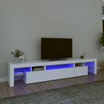 Televizoriaus spintelė su LED ap&scaron;vietimu, balta, 215x36,5x40cm