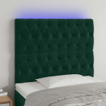 Galvūgalis su LED, tamsiai žalias, 90x7x118/128cm, aksomas