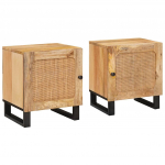 &Scaron;alia lovos spintelė 2 pcs Natūrali 40 x 33 x 46 cm