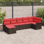 Sodo Sofų Rinkinys su pagalve 7 pcs Ruda Poli ratanas