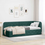 Kampinė lovos konstrukcija Tamsiai žalia 80 x 200 cm audinys
