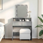 Kosmetinis staliukas su LED, betono pilkas, 80x41x144,5cm