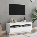 Televizoriaus spintelė su LED ap&scaron;vietimu, balta, 100x35x40cm