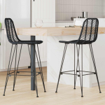 Baro Kėdė 2 pcs Juoda 44,5 x 53 x 111 cm Ratanas ir Geležis