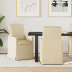 Valgomojo kėdės 2 pcs Kreminė 57 x 67 x 98 cm audinys
