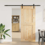 Slankios durys NARVIK Natūrali ir juoda 95 x 210 cm (213,5 cm)