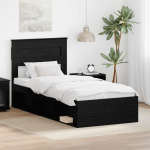 Lovos rėmas su saugykla Juoda 75 x 190 cm Kietos pu&scaron;ies mediena