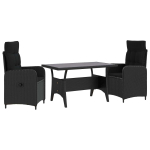 Lauko valgomojo komplektas 3 pcs Juoda poliratanas