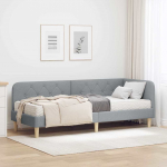 Kampinė lovos konstrukcija &Scaron;viesiai pilka 80 x 200 cm audinys