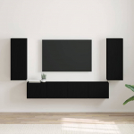 TV sieninė spintelė 2 pcs Juoda 30 x 31 x 80 cm