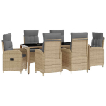 Lauko valgomojo komplektas 7 pcs Bežinė ir &scaron;viesiai pilka