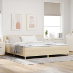 LED Čiužinio Lova su čiužiniu Kreminė 200 x 200 cm audinys