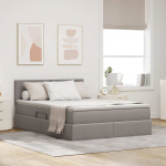 Lova su daiktų laikymo vieta ir LED Taupe 140 x 200 cm audinys