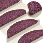 Laiptų kilimėliai, 15 vnt., 56x17x3 cm, tamsiai violetiniai, pusapvaliai