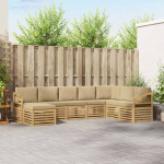 Lauko sofos komplektas 8 pcs Balta ir kreminė