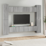 TV spintelių komplektas, 10 dalių, pilkas ąžuolo, mediena