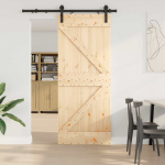 Slankios durys NARVIK Natūrali ir juoda 85 x 210 cm (152,5 cm)