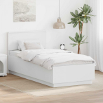 Lovos rėmas su galvūgalio Balta 75 x 190 cm Apdirbta mediena