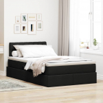 Lova su daiktų laikymo vieta ir LED Juoda 120 x 190 cm audinys